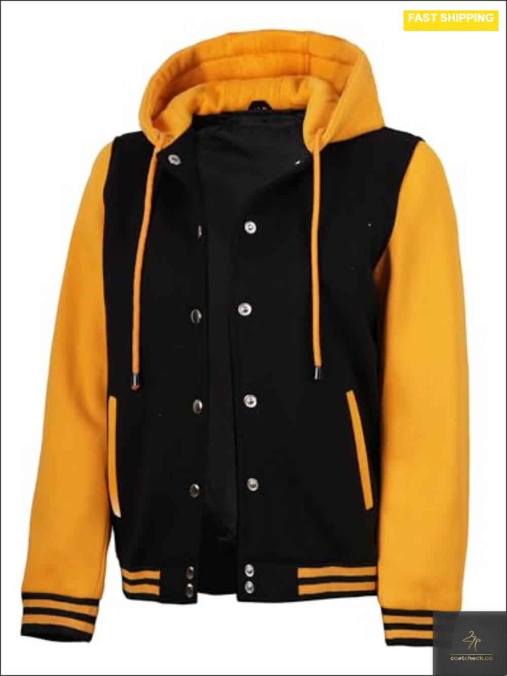 Women's Hooded Letterman Varsity Jacket Fleece Outer